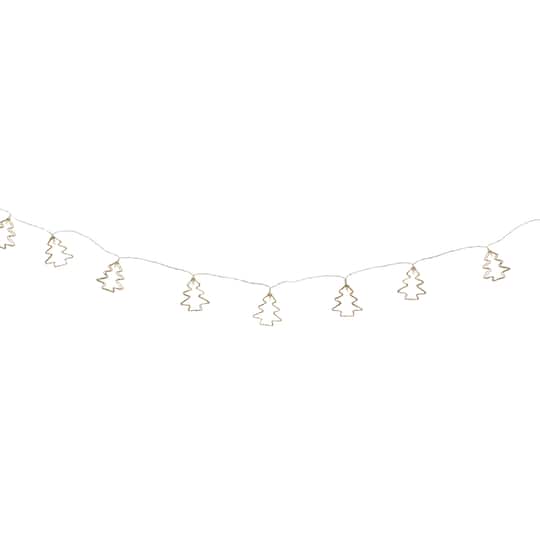 34314453 4 ft. LED Lighted Battery Operated Gold Wire Mini Tree Christmas Garland with Warm White Lights